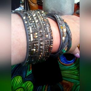 Grey soft leather style bracelets (2)